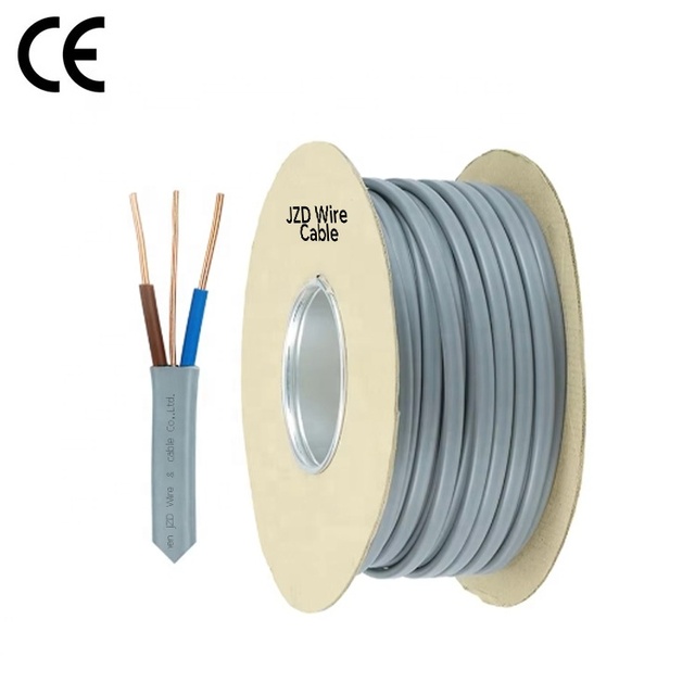 JZD Cable BS6004 Twin Flat Fire Cable with Earth 2.5mm Electrical Wire BVVB RVVB TPS PVC Electrical Copper Twin Earth Cable