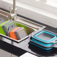 Ensemble d'égouttoirs de cuisine en silicone de qualité alimentaire, panier à fruits et légumes avec passoire pliable et poignée