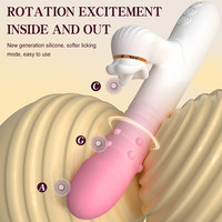 Vibromasseur Télescopique Lapin Lèche-Lèvres pour Femme, Jouet Sexuel Féminin pour Masturbation