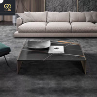 Table basse de luxe en marbre de style moderne à vendre, ensemble de salon pour villa, table basse combinée en métal