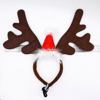Serre-tête Cornes de Renne et Élan avec Bonnet de Noël pour Animaux de Compagnie – Accessoires de Costume de Noël pour Chiens et Chats