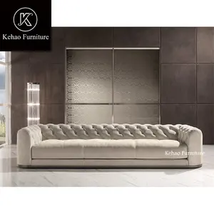 Yüksek son villa düğme tufted döşemeli koltuk takımı oturma odası koltuk takımı tasarımları ev mobilya lüks İtalyan kadife kanepe