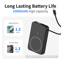 Batería Externa Personalizada de 10000 mAh, Inalámbrica, con Pantalla Digital y Soporte Magnético, Carga Rápida, Cable Integrado