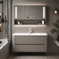 Meuble de salle de bain intelligent mural en aluminium au design moderne, antirouille, étanche, léger, avec rangement pour la maison et l'hôpital