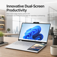 Penjualan Langsung Pabrik Laptop Layar Ganda 15,6 inci Laptop Layar Sentuh Intel N100 Layar IPS Windows 11 Komputer Bisnis Ultra