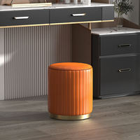 Tabouret de salle à manger nordique rond moderne pour intérieur, meuble de luxe pour salon, marchepied, chaises en métal doré, tabourets ottoman en cuir