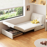 Sofá Cama Plegable Multifuncional de Diseño Moderno y Modular, Cama Individual Extensible para Sala de Estar, Hotel, Dormitorio, Balcón, en Tela y Madera