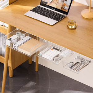 Under Desk Drawer Storage Box Rectangle 2L Tabletop Mount Office <b>Organizer</b> - Product Image 4