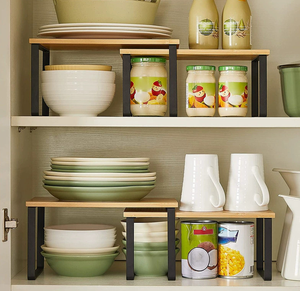 Scaffale Portaoggetti Multifunzionale in <span class=keywords><strong>Legno</strong></span> a 2 Ripiani, Organizzatore per <span class=keywords><strong>Spezie</strong></span> da Cucina, Espositore per Bancone, Armadietto, Soggiorno e Scrivania - Product Image 5