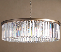 Lustre rond en cristal K9 de luxe, décoration lumineuse, lampe suspendue américaine pour cuisine, salon, lampe suspendue pour hôtel, villa