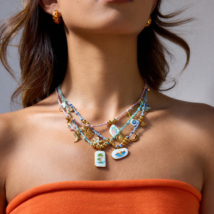 Stainless Steel Necklace With Bow Flower Charm Pink Heart Design Gift Jewelry - Product Image 3