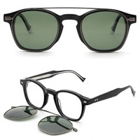 Bemoreoptics Nouvelle Collection – Lunettes de Soleil Polarisées à Clip Magnétique en Acétate et Métal, Style Rétro Classique, Verres TAC, Utilisation Extérieure, Unisexe