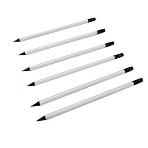 Crayons en bois noir personnalisés en usine, HB 2B, peinture blanche brillante, forme triangulaire, en vrac - Product Image 3