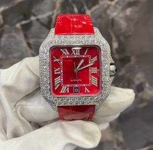 <span class=keywords><strong>Reloj</strong></span> de Lujo para Mujer, Estilo Elegante, Totalmente Cubierto de Diamantes y Correa de Piel de Cocodrilo Morada de 20 mm, Esfera con Indicadores, Alta Calidad, Automático, con Moissanita Real - Product Image 3