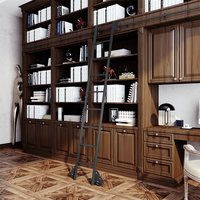 Étagère à livres coulissante en fer forgé moderne et durable, avec rail métallique, escalier droit, garantie de 3 ans, pour salon et chambre à coucher