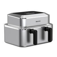Friteuse à air électrique domestique en acier inoxydable avec panier antiadhésif, contrôle numérique intelligent, cuisson sans huile, forme carrée