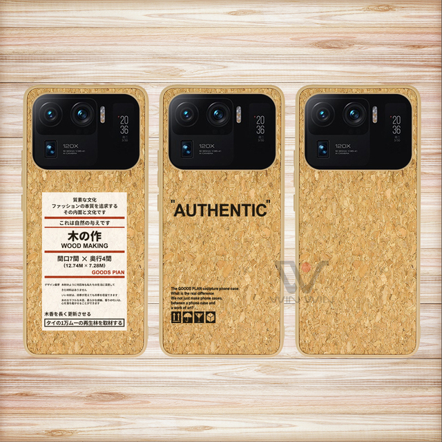 Protective Cover for xiaomi 11 Natural Cork Wood Biodegradable Antifall Phone Case
