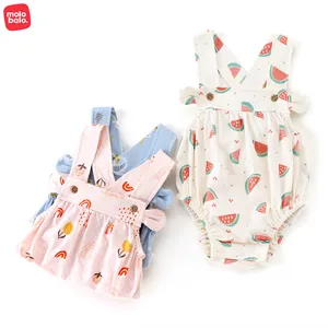 Yaz bebek tulum % 100% pamuk kolsuz bebek bebek giyim sevimli organik pamuk yenidoğan bebek giysileri