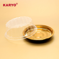 KARYO Blister en plastique PET personnalisé 201H boîte en plastique ronde de 7 pouces pour gâteau de luxe en or avec dôme transparent pour fête de mariage