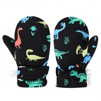 Sarung Tangan Ski Anak Musim Dingin Bermotif Dinosaurus, Termal Fleece Anti Selip untuk Bermain Salju di Luar Ruangan