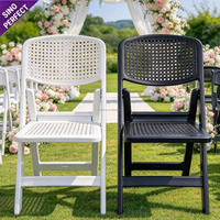 Chaise pliante en résine plastique OEM, dossier plat simple, pour événements extérieurs, mariages, banquets, fêtes, conférences