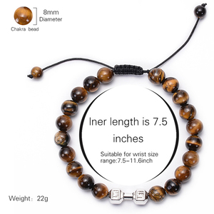 <span class=keywords><strong>Bracelet</strong></span> haltère en or personnalisé, bijou à la mode ajustable Offre Spéciale, perles tourmalines en obsidienne, pour homme et femme - Product Image 6