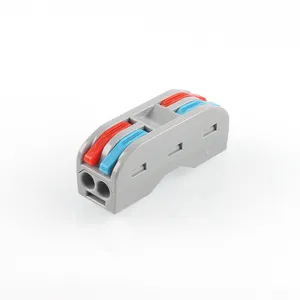 Quick Terminal Block 28-12 AWG 2 Port Two-Way Wire Lever Nut Conductor Universal Push In Compact Electrical Cable Connectors