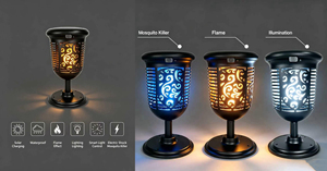 Lampe torche solaire à LED étanche 3 en 1 pour l'extérieur Lampe de jardin électronique Bug Zapper pour insectes et moustiques Lutte antiparasitaire Flamme vacillante - Product Image 2