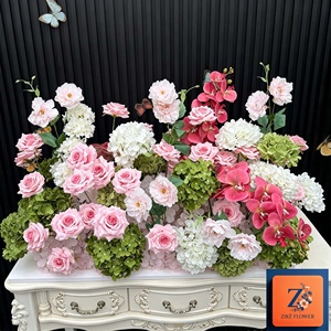 Arreglos Florales de Hortensias Rosas y Verdes de Tacto Real para Bodas, Centros de Mesa, Decoración Artificial para Baby Shower y Pasillos de Fiesta - Product Image 6