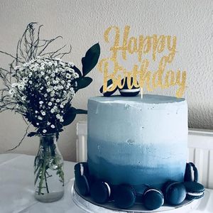 1 ชิ้น สีน้ำเงินเข้ม กลิตเตอร์ สุขสันต์วันเกิด เค้กท็อปเปอร์ ธีมวันครบรอบ ตกแต่งเค้ก อุปกรณ์จัดงานปาร์ตี้ - Product Image 4
