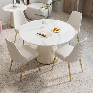 Silla y Mesa de Comedor de Diseño Moderno y Contemporáneo de Lujo Ligero, con Borde Dorado y Superficie de Roca, <span class=keywords><strong>para</strong></span> Hotel, Restaurante, Cafetería - Product Image 4