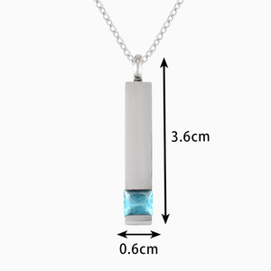 Kalung guci kristal silinder sederhana modis, perhiasan kalung abu untuk wanita pria kremasi - Product Image 3