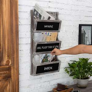 Bán hàng nóng mộc mạc treo tường rắn gỗ Tạp Chí <span class=keywords><strong>mail</strong></span> <span class=keywords><strong>Organizer</strong></span> Rack torched thiết kế lưu trữ chủ - Product Image 4
