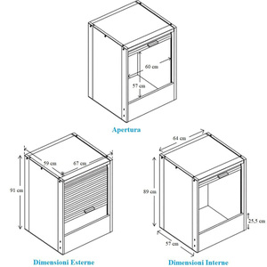 Housse de machine à laver enroulable 67x59x91 cm avec ouverture verticale à volet roulant, structure en PVC de 20 mm d'épaisseur, côté arrière - Product Image 2