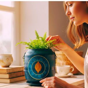 Conteneur décoratif élégant pour plantes |   Pot de fleurs artisanal pour la décoration intérieure et extérieure, jardin, patio et salon - Product Image 1