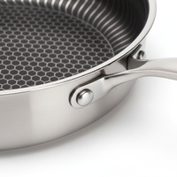 Poêle à frire multicouche en acier composite, poêle à frire en acier inoxydable alvéolé, compatible avec toutes les plaques de cuisson, passe au lave-vaisselle et au four