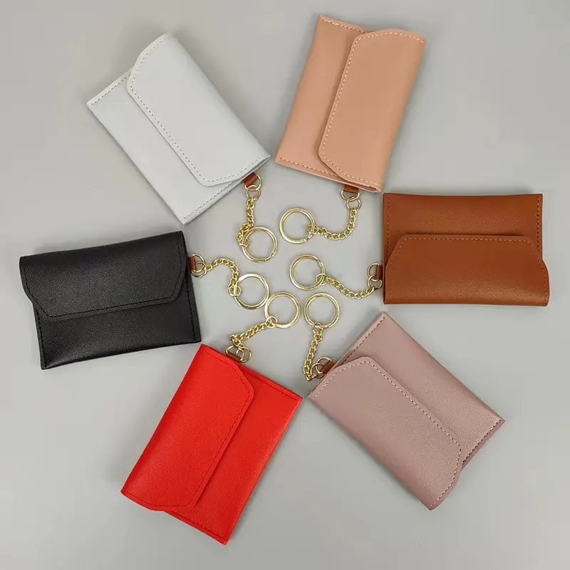 Logo personnalisé PU carte porte-monnaie porte-clés de luxe Pop cuir tissu portefeuille pendentif pour clés et sacs