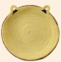 Lit pour chat en rotin tressé et corde de coton, matelas rond toutes saisons, griffoir, tapis de repos rafraîchissant lavable, pour affûter les griffes