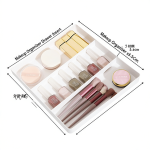 Makeup Organizer Drawer Insert 3 Compartment 26.5Cm X 8.5Cm White Cosmetic <b>Storage</b> <b>Tray</b> For Beauty Tools And Nail Polish - Product Image 1