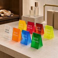 Présentoir en acrylique coloré, nouvelle arrivée, avec support pliable pour boutiques, cosmétiques et accessoires de mode