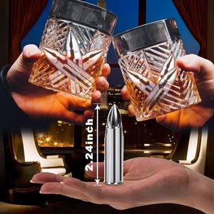 Regali fantastici per gli uomini in acciaio inox riutilizzabile whisky proiettile in metallo cubetto di ghiaccio con Base - Product Image 6