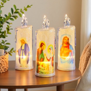 Vela religiosa con logotipo personalizado LED DE LA Virgen María de Jesús para la Iglesia velas de Pilar Blanco sin llama - Product Image 1