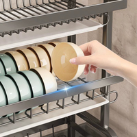 Égouttoir à vaisselle double niveau en métal, multifonctionnel, moderne, autoportant, de haute qualité, durable et étanche, pour rangement de couverts et baguettes