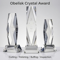 President Clear op Basis Obelisk Kristallen Award Trofee met Aangepast Gegraveerd Logo voor Bedrijfs Prijs Cadeau