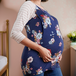 Fourniture en vrac imprimé floral haut d'allaitement de maternité pull doux chemise décontractée facile d'allaitement - Product Image 1