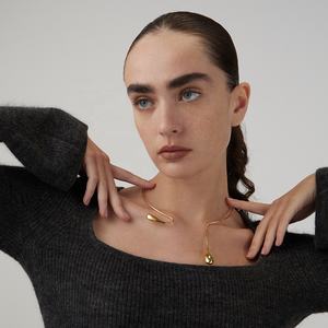 Collar de Latón chapado en oro de 18K para mujer, gargantilla de gota de agua, accesorios de fiesta, collares P223317 - Product Image 5