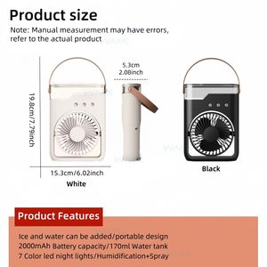 Ventilateur de table <span class=keywords><strong>portable</strong></span> USB rechargeable 2000 mAh avec brumisateur et lumière LED pour rafraîchissement personnel - Product Image 3