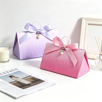 Boîte à bonbons de mariage haut de gamme, étui à dragées portable avec ruban et nœud, emballage en carton de luxe, sac cadeau, fabricant en gros