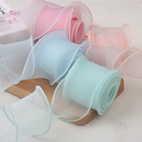 Ruban en organza tissé 100 % polyester, 2,4 pouces (6 cm), motif queue de poisson, bordure rétro, pour décoration de gâteaux, bouquets, accessoires pour cheveux, chaussures, bricolage