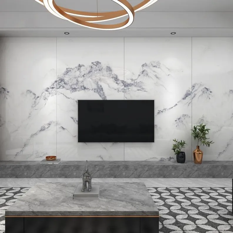 Azulejo de porcelana de tablero grande blanco Carrara de 1200x2400x9mm, losa sinterizada Interior esmaltada, diseño del hogar, azulejo de suelo de piedra rústico moderno